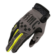 Fasthouse off-road glove in charge gray with black and neon yellow accents