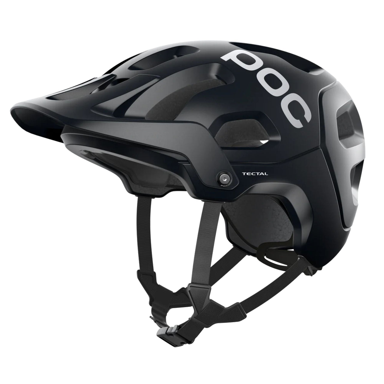 POC Tectal helmet in matte black with white logo markings