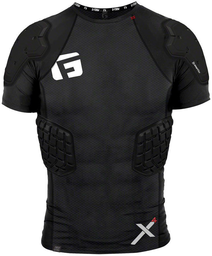 G-Form Pro-X4 men’s black compression shirt with protective shoulder and chest panels