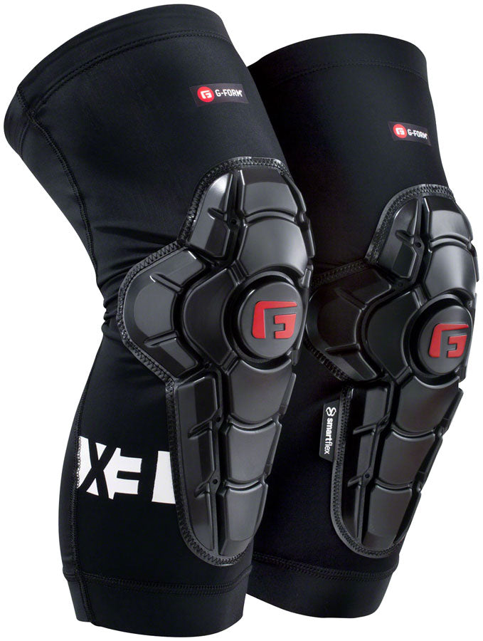 Youth black G-Form Pro-X3 knee guards with hard shell protectors