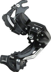 Black Shimano rear derailleur with long cage, SGS, clamp mount