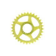 Green narrow-wide direct-mount chainring with sprocket teeth