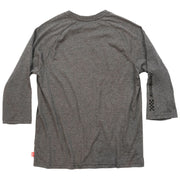 Heather gray Fasthouse Rush raglan tech tee, back view, 3/4 raglan sleeves and side check detail