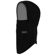 Black hooded team garment with front drawcord and small logo patch