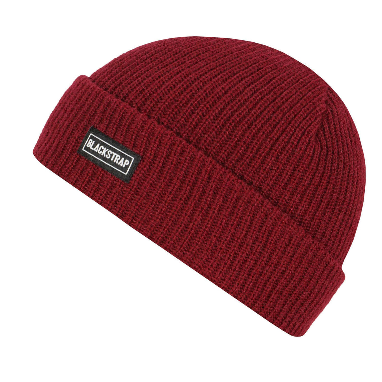 Berry knit beanie with folded cuff and Blackstrap logo patch
