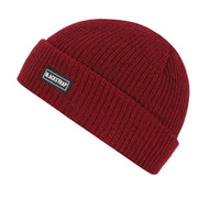 Berry knit beanie with folded cuff and Blackstrap logo patch