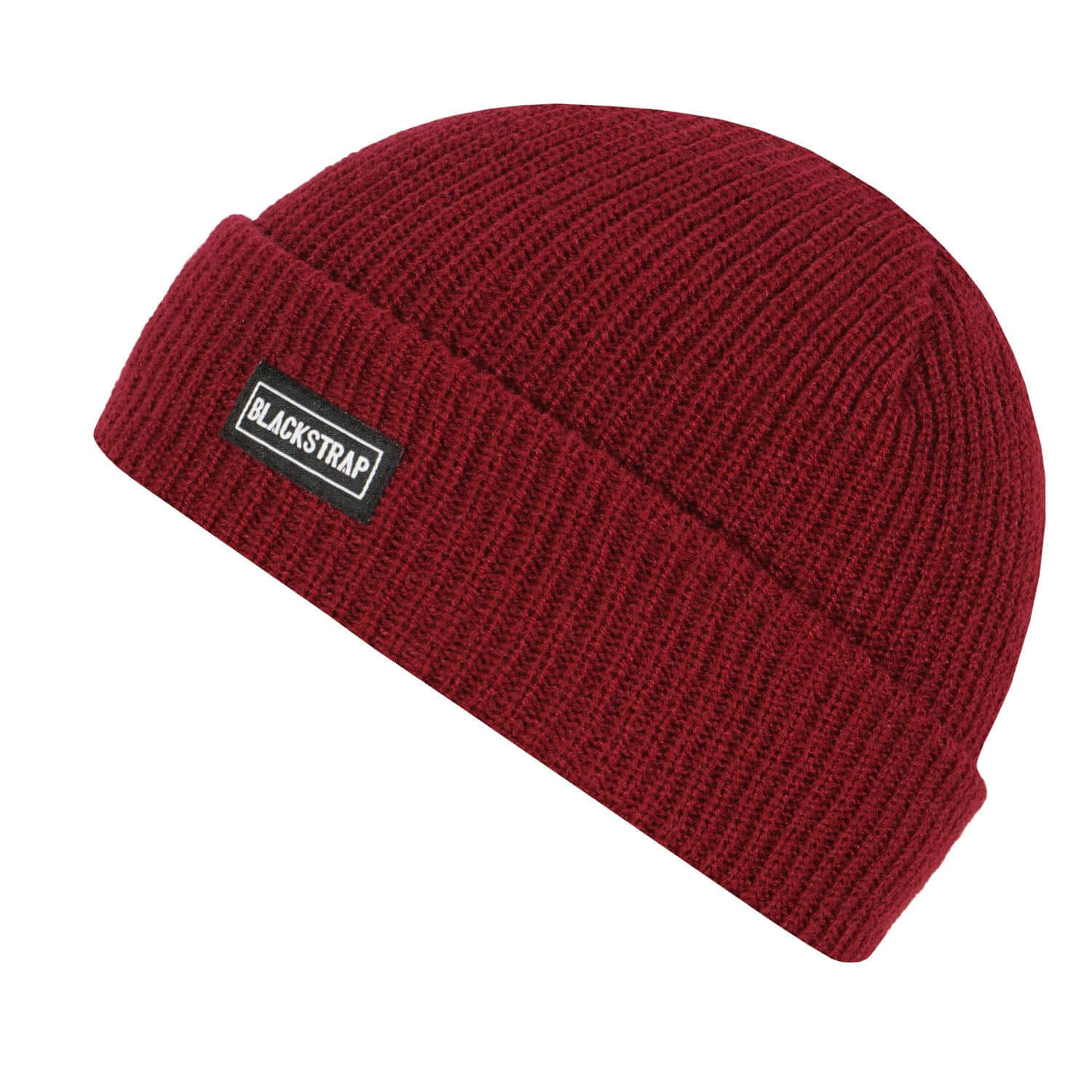 Berry knit beanie with folded cuff and Blackstrap logo patch