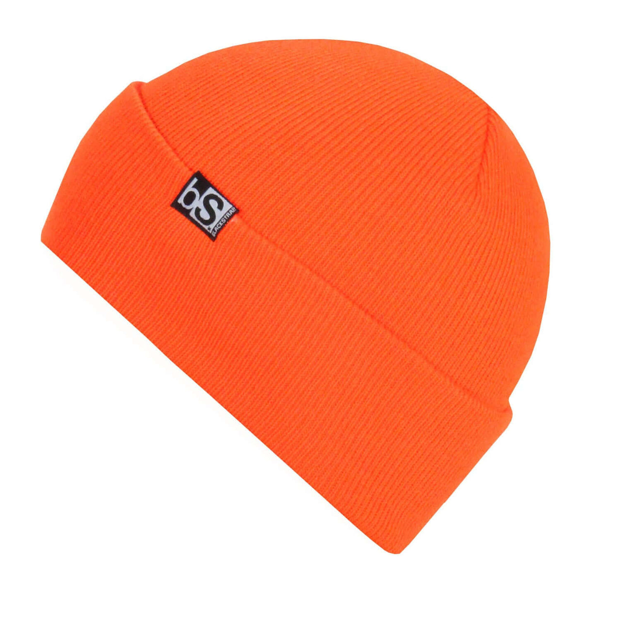 BlackStrap Essential beanie in bright orange-red knit with stitched b&s logo patch