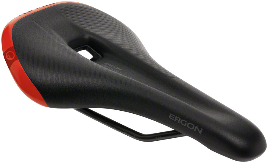 Ergon SM Pro saddle, black with red edge, contoured rail and central cutout