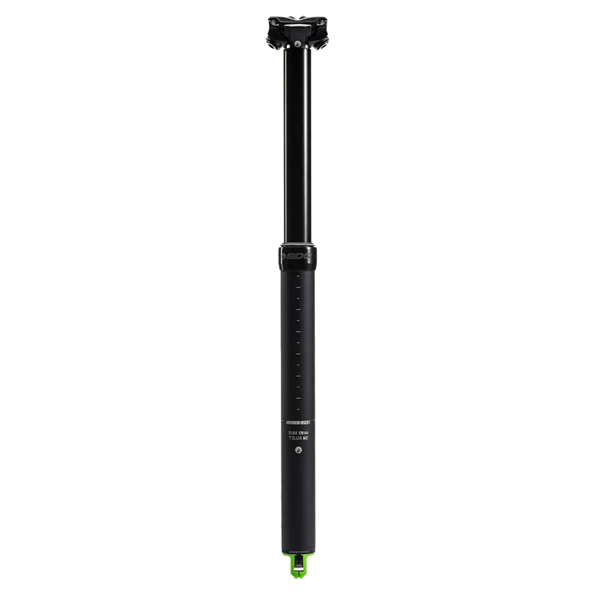 Black dropper seatpost with top clamp and extended actuator housing