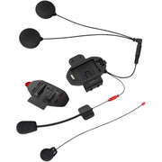 Helmet clamp kit with two foam speakers, boom mic, wiring harness and connector