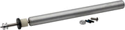 Silver bike dropper cartridge with black end cap and small mounting screws