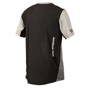 Men's short-sleeve cycling jersey in black with white sleeves and FASTHOUSE logo