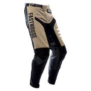 Tan and black motocross pants with Fasthouse lettering, white side stripe, and F4H patch