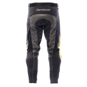 Riding pants back view in dark gray-black with vintage gold side panels