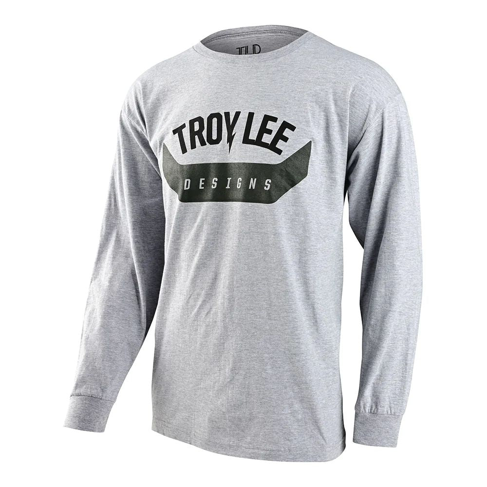 Heather gray men's long-sleeve tee with Troy Lee Designs chest logo
