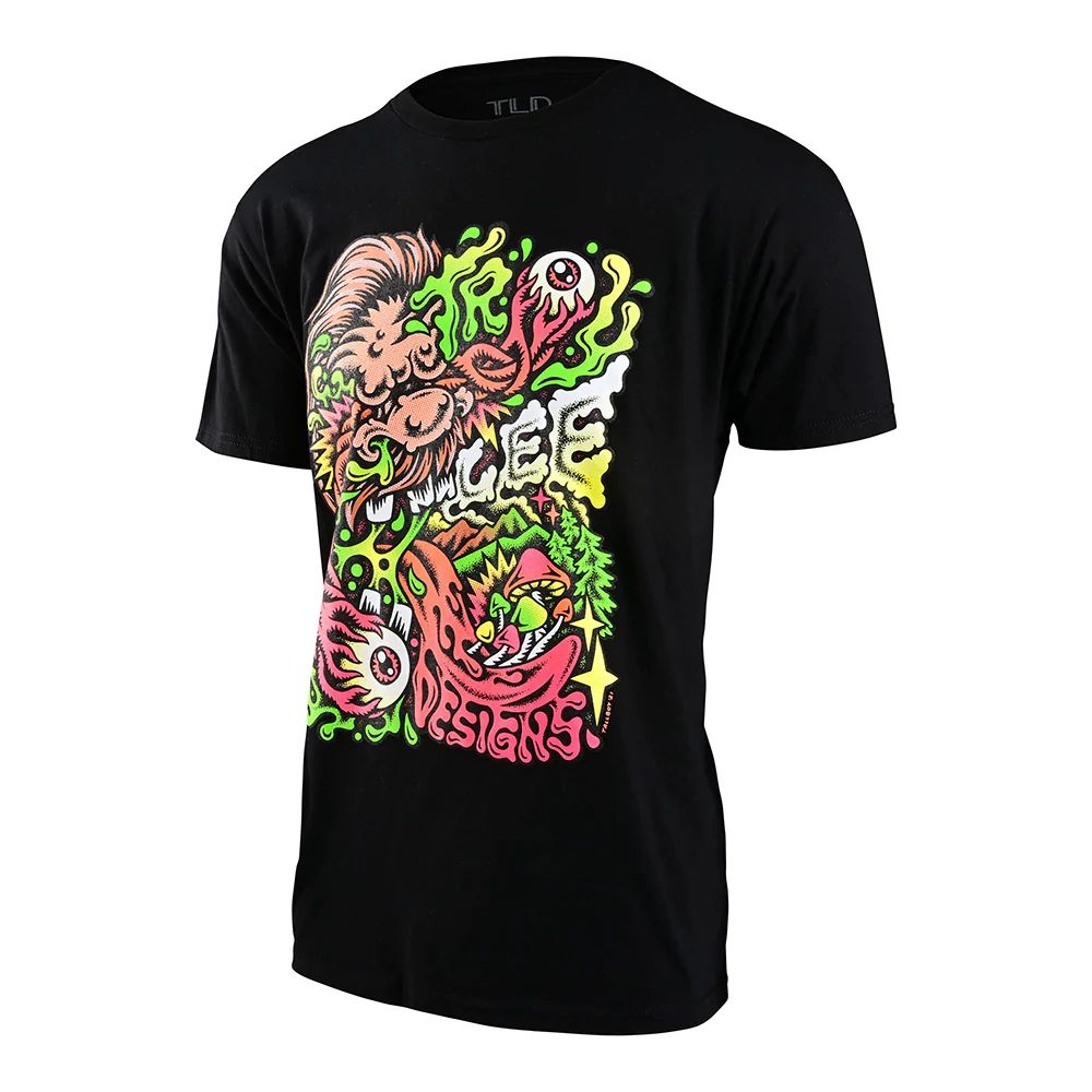 Troy Lee Designs men's black short-sleeve graphic tee with colorful Sasquatch print