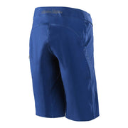 Blue motocross riding shorts with rear pocket and dotted side panel