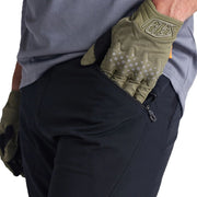 Black riding shorts with liner, zip pocket and reinforced seam detail