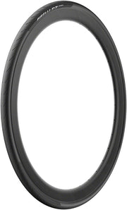 Black road bicycle clincher tire with visible tread pattern and Pirelli branding
