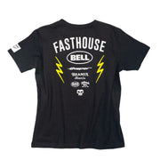 Black youth team T-shirt with FASTHOUSE back graphic, BELL, lightning