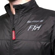Fasthouse packable windbreaker jacket with dark finish and front zipper