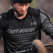 Long-sleeve motocross jersey, dark gray/black heather with FastHouse chest stripes