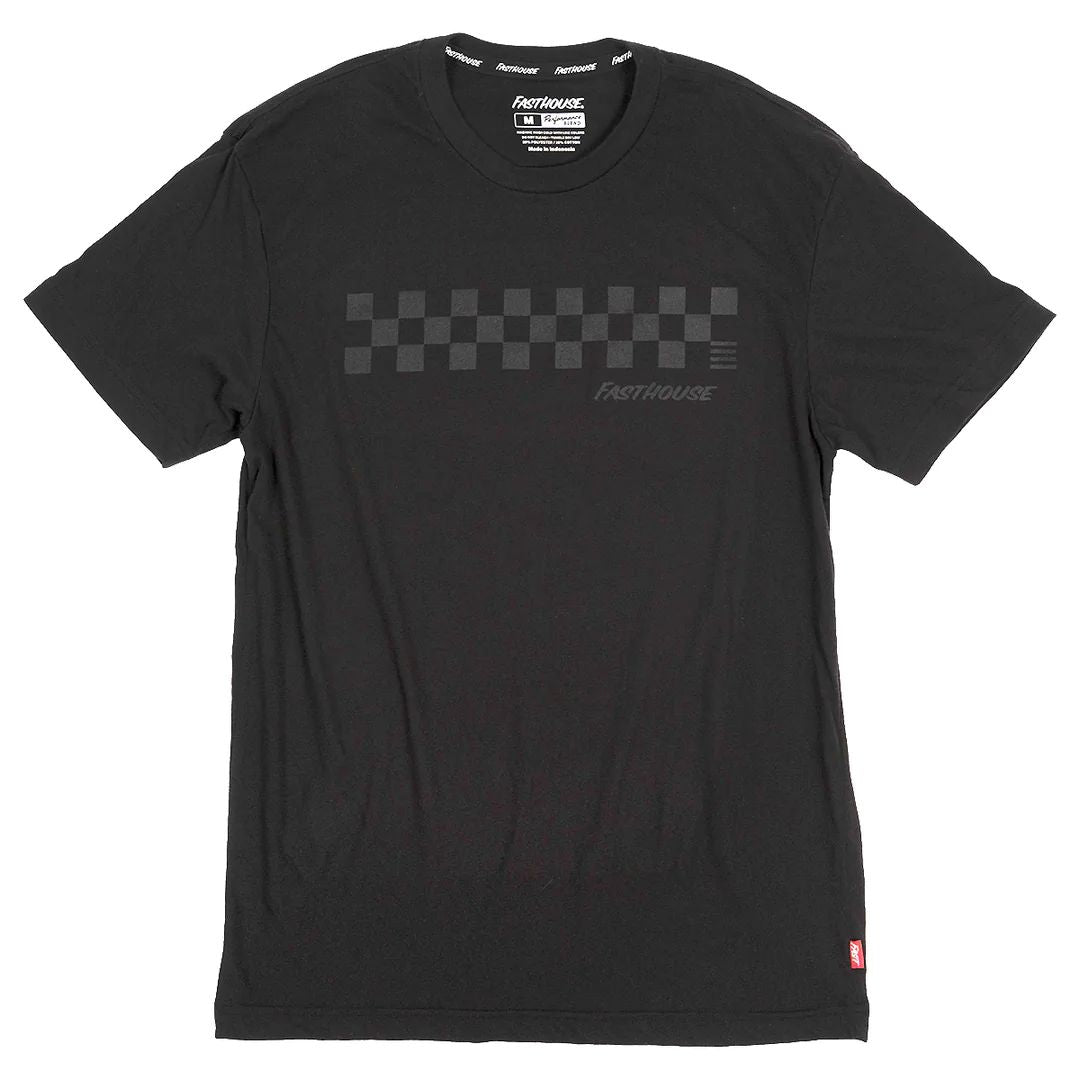 Fasthouse Velocity tech crew-neck T-shirt in black with checker chest graphic