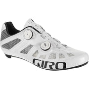 White Giro Imperial cycling shoe with black logo, lace-up front and mesh side panels