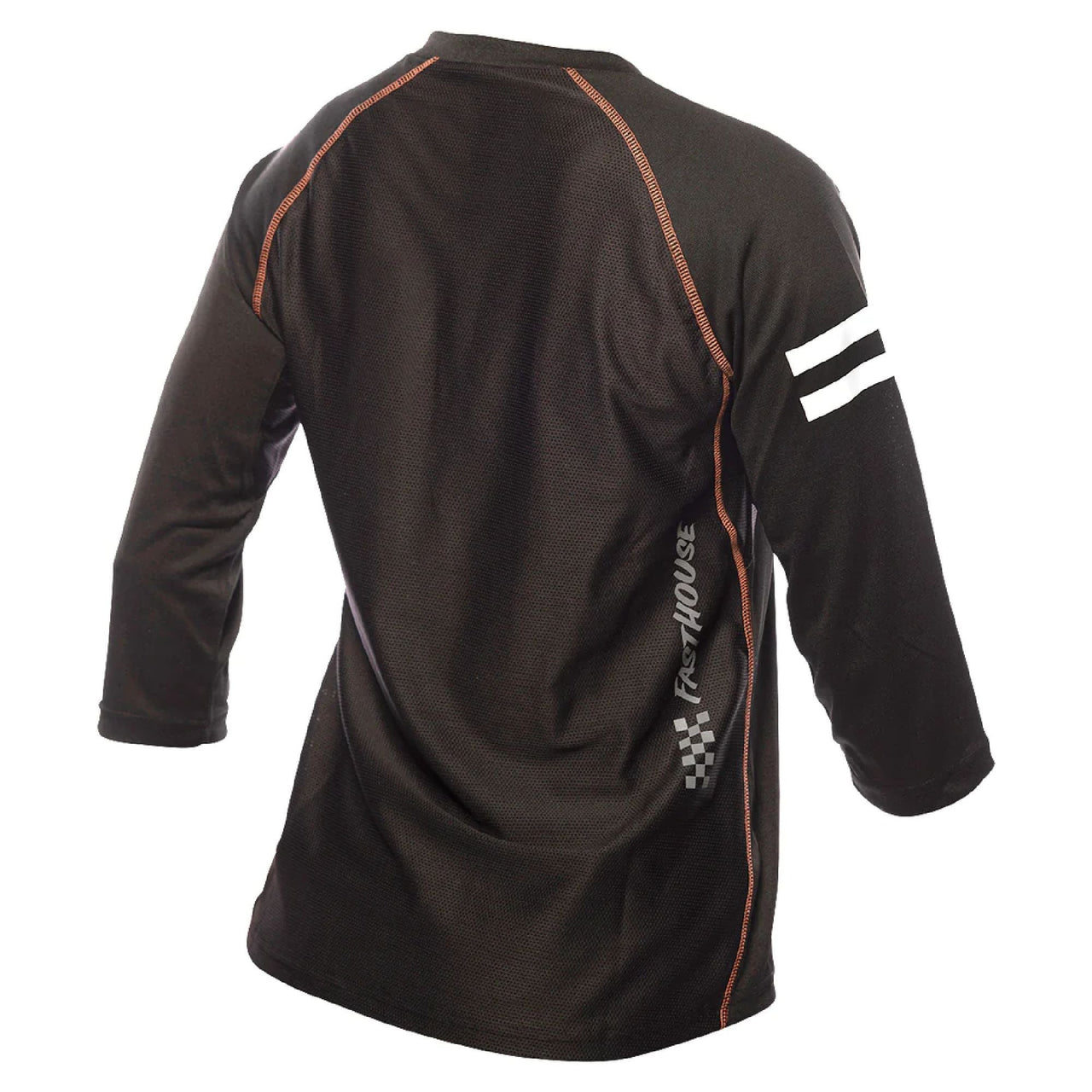 Women’s Fasthouse Sidewinder jersey, black raglan back with orange piping and sleeve stripes.