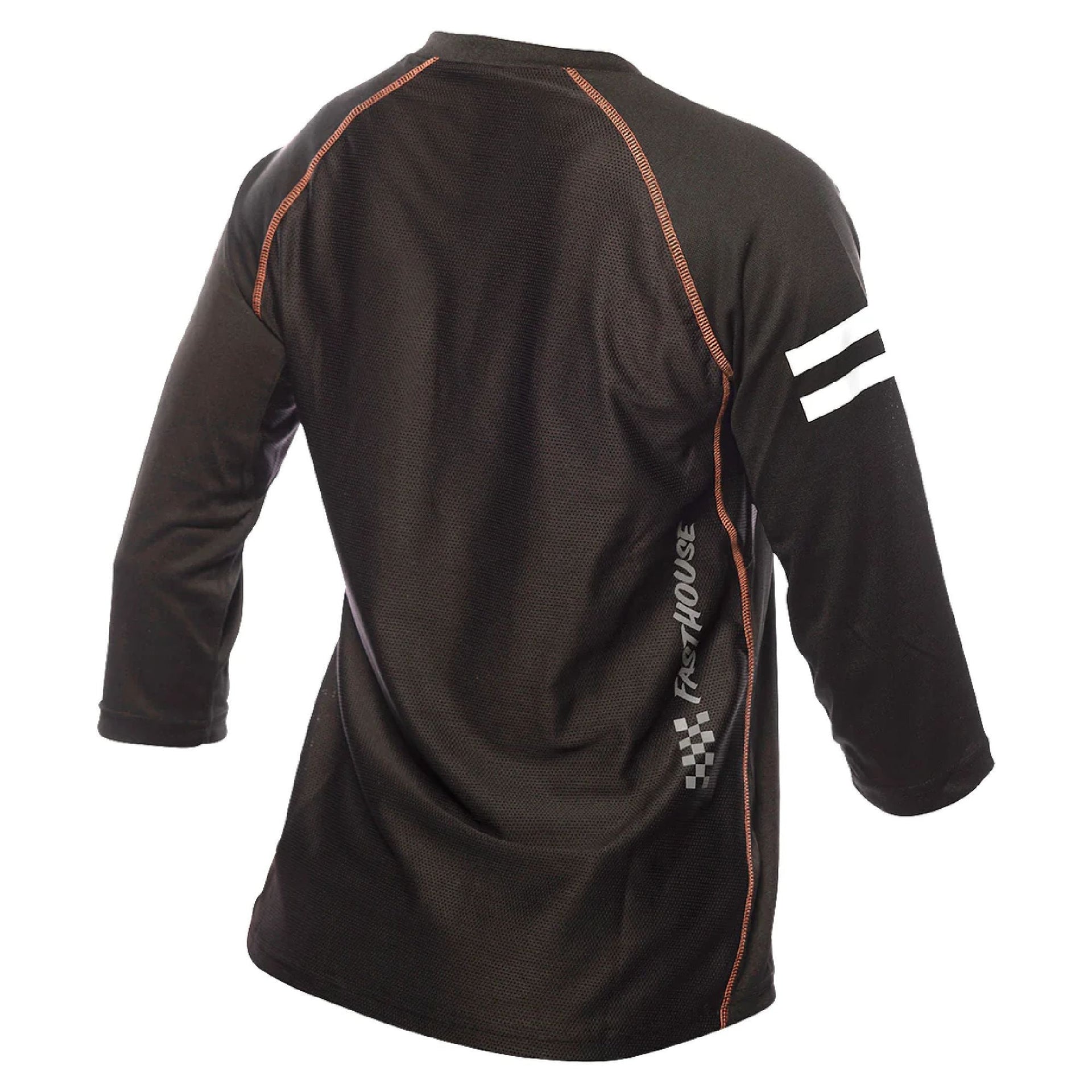 Women’s Fasthouse Sidewinder jersey, black raglan back with orange piping and sleeve stripes.