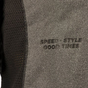 Women’s jersey text “SPEED STYLE GOOD TIMES” on dark heather
