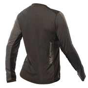 Women’s long-sleeve jersey, dark charcoal/black, with back logo detail