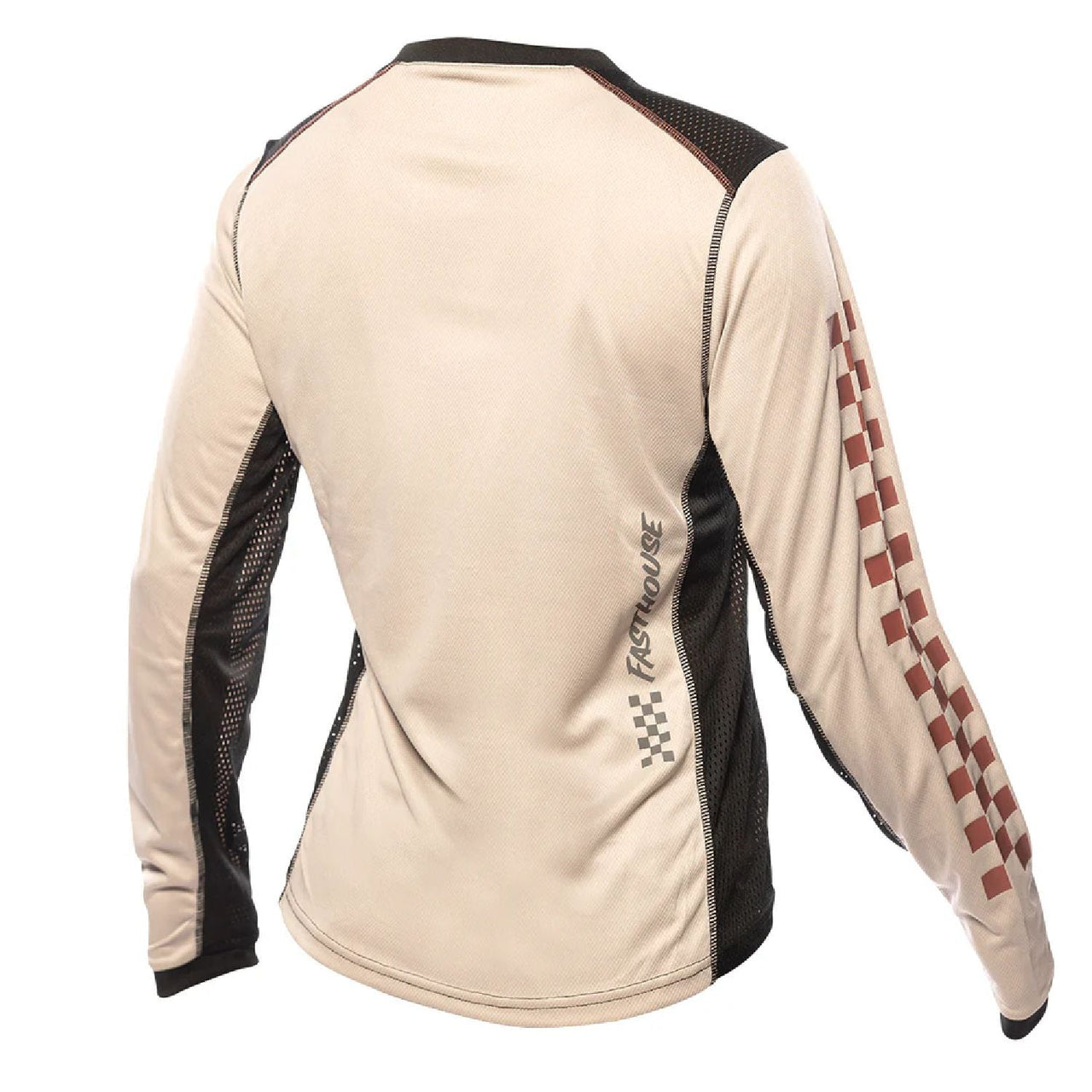 Fasthouse long-sleeve cycling jersey, cream with black mesh panels and back logo