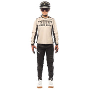 Fasthouse long-sleeve cycling jersey, cream with black side panels and back Speed Shop graphic