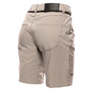 Ash gray shorts back view with rear pocket and small black logo