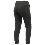 Washed black women's fleece pant with elastic waistband and tapered cuffed ankles