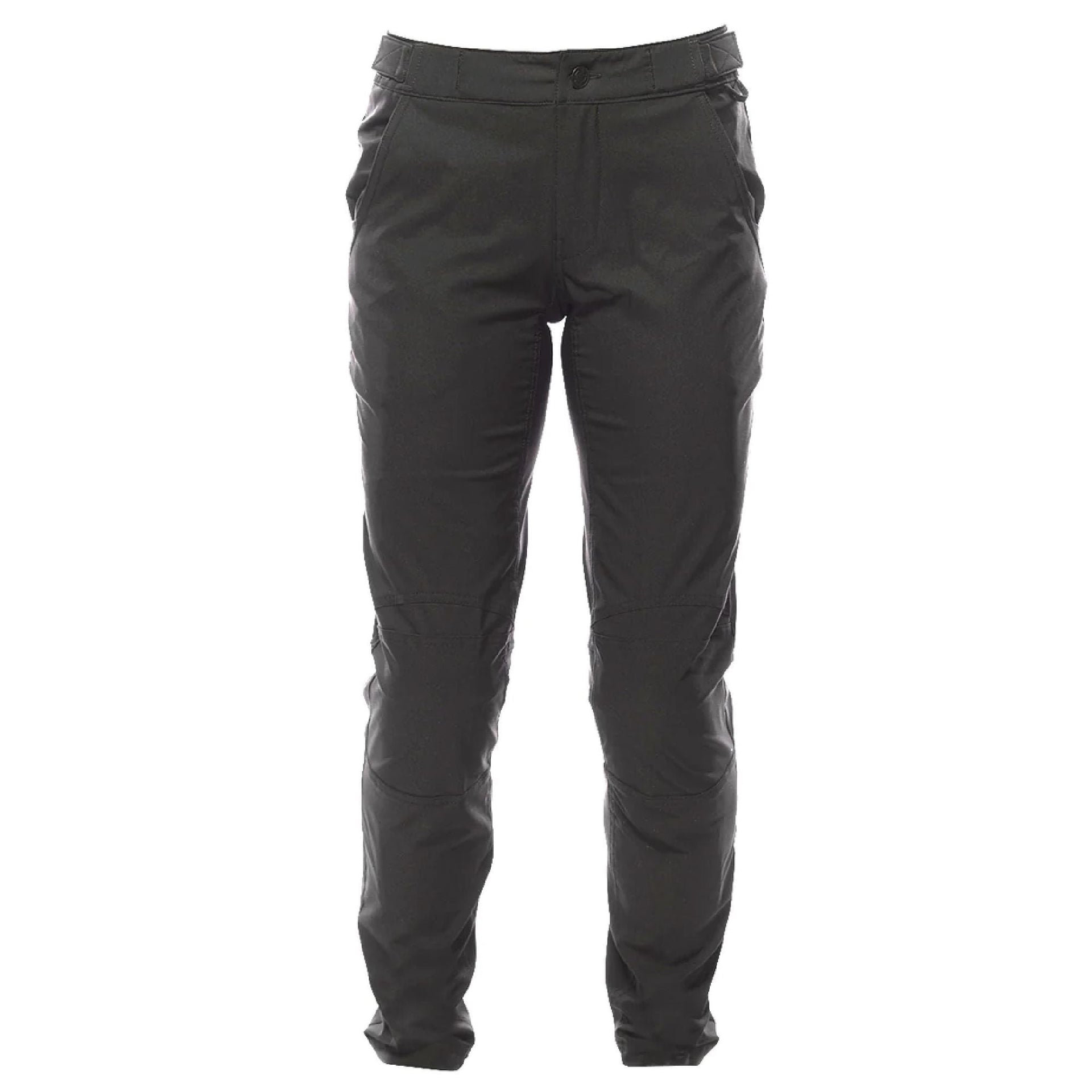 Women’s shredder riding pants, black, front view with belt loops