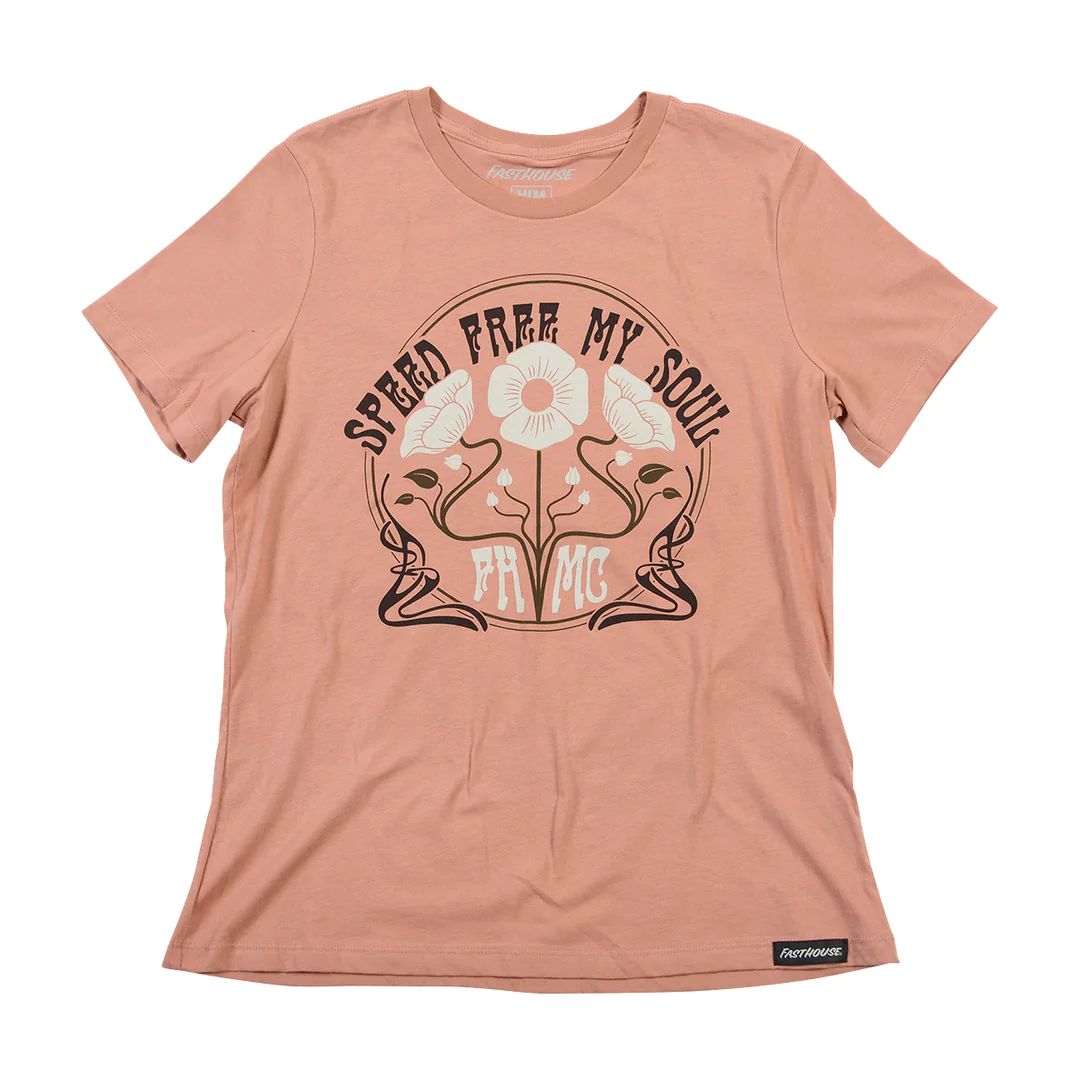 Women's mauve pink crew-neck T-shirt with front graphic