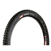 Black RC Tanken tire with aggressive knobby tread and sidewall lettering