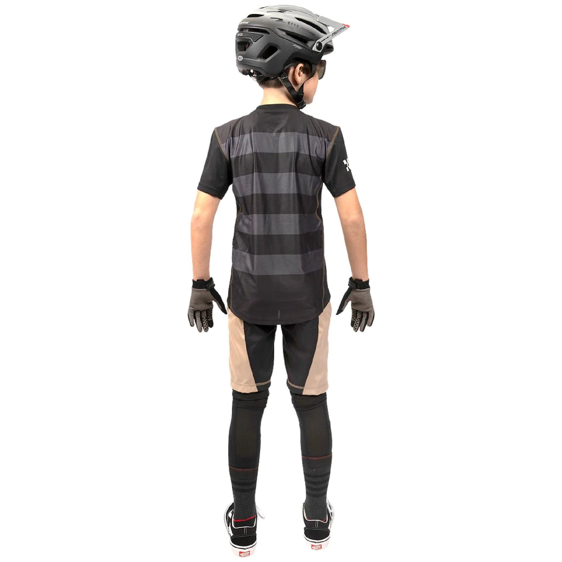 Youth short-sleeve jersey, dark gray stripe back with crew neck and short sleeves