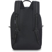 Youth cubby backpack back view in black with padded straps and contrast stitching