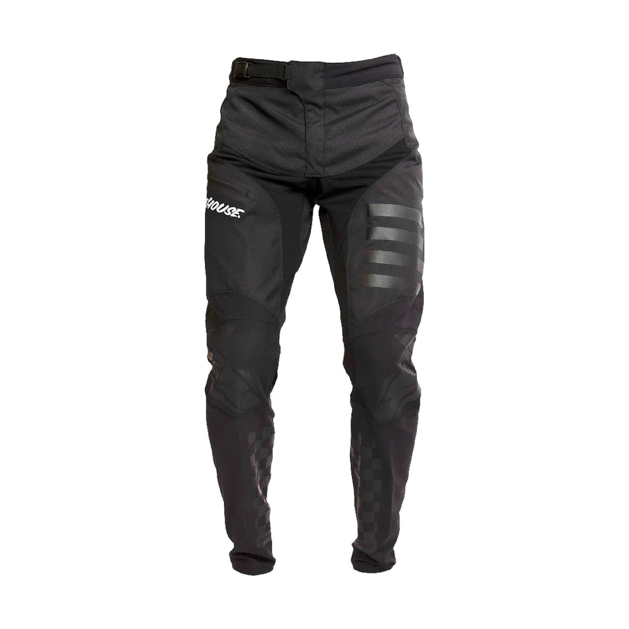Fasthouse Youth Fastline 2.0 pant black/gray camo, back view with striped graphics