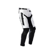 Youth motocross pants, white with black panels and braided knee protection