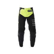 Youth hi-viz yellow and black motocross pants with white triple stripe and belt