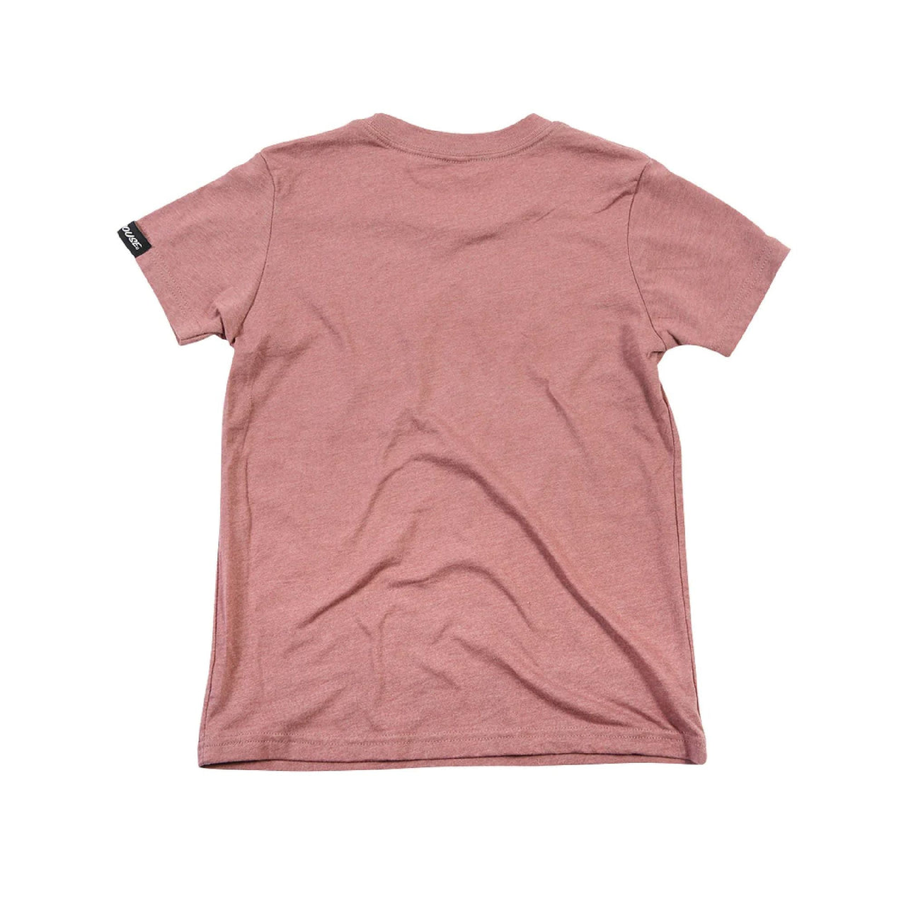 Youth girls heather mauve T-shirt with short sleeves and crew neck, back view