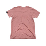 Youth girls heather mauve T-shirt with short sleeves and crew neck, back view