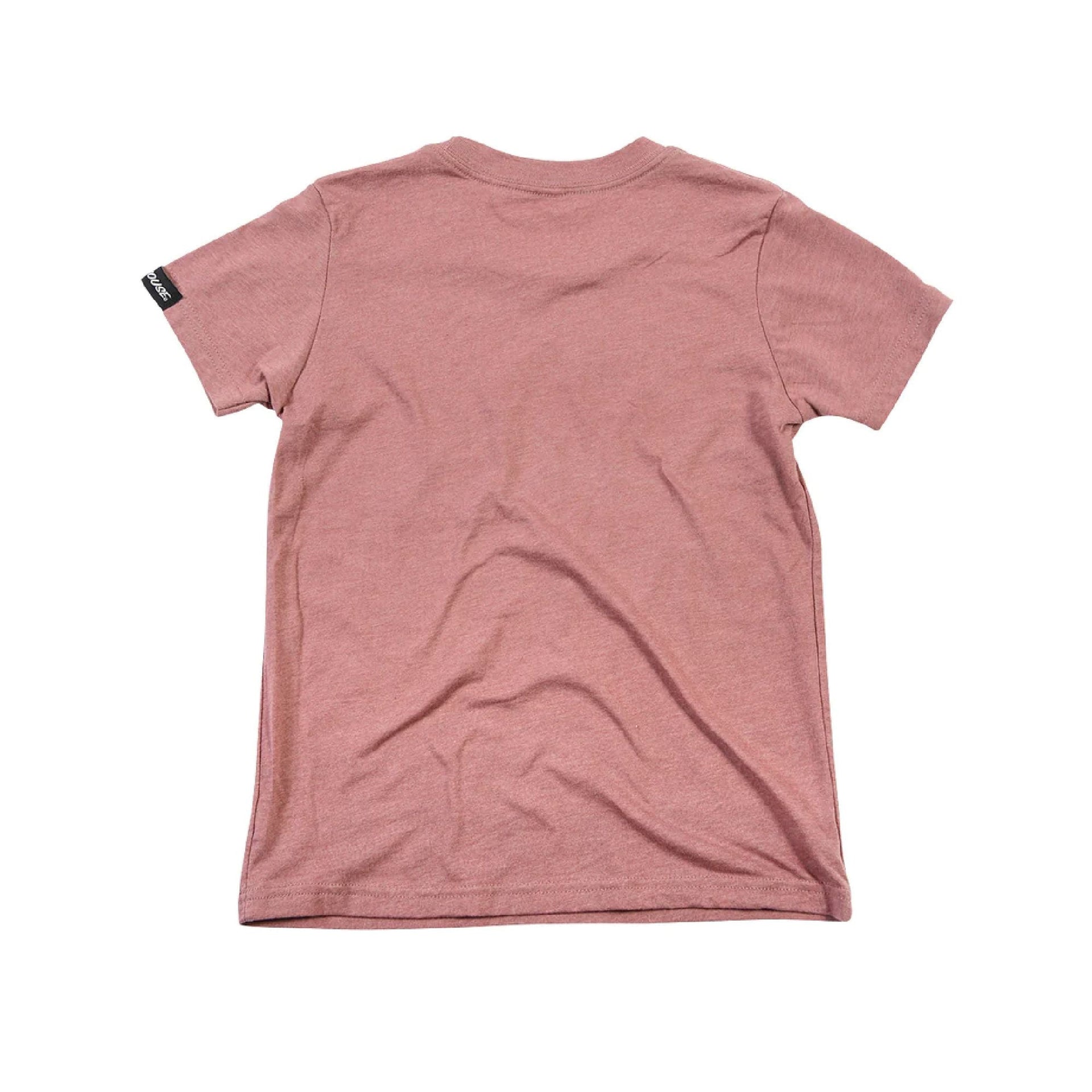Youth girls heather mauve T-shirt with short sleeves and crew neck, back view