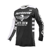 Youth motocross jersey, black and white with long sleeves and graphic front