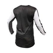 Youth air-cooled jersey in black with white sleeve accents and mesh back